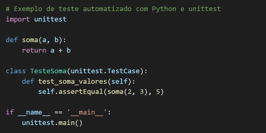 codigo em python para teste